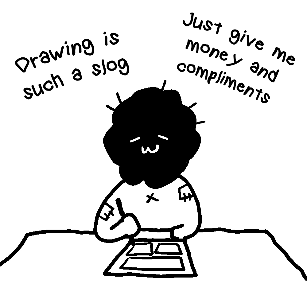 Curry Zawa Kaoru's Creative Counseling - "Even though drawing is exhausting, I like the recognition I get from it too much to give it up." Sounds like the mental cost is outweighing the benefits of validation.